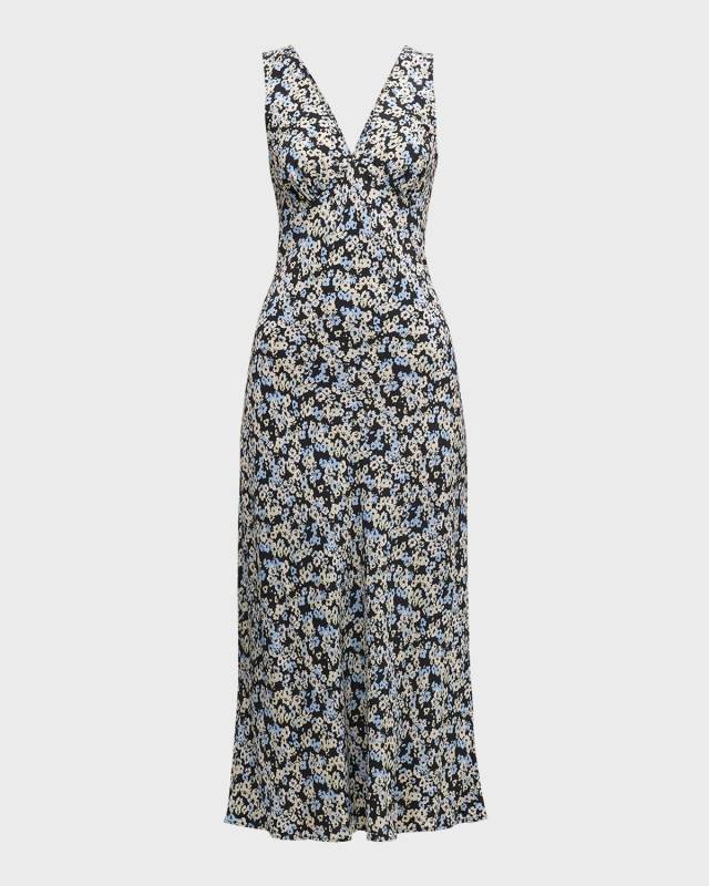 Audrina Floral Crepe Midi Dress